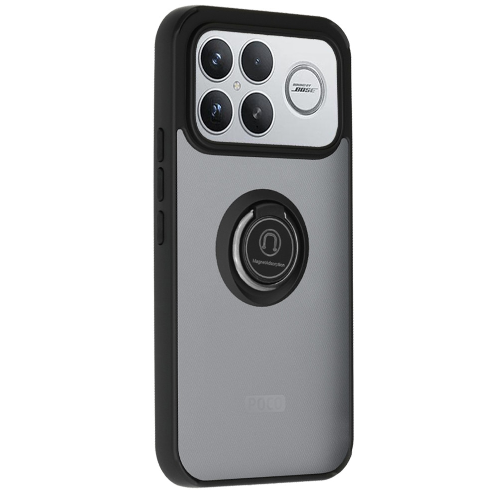 Husa pentru Xiaomi Poco F8 Ultra Daden® Glinth, Suport Inel, Antisoc, Calitate Premium, Fumuriu cu Margini Negre