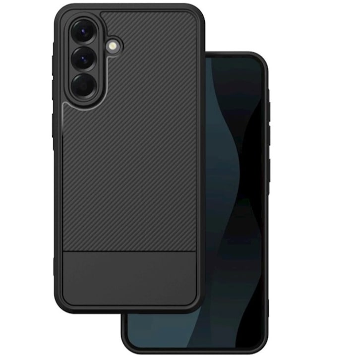 Husa pentru Samsung A57 5G Daden Carbon Flexibila Antisoc, Protectie Premium, Camera si ecran protejat, Hybrid Antisoc, Negru