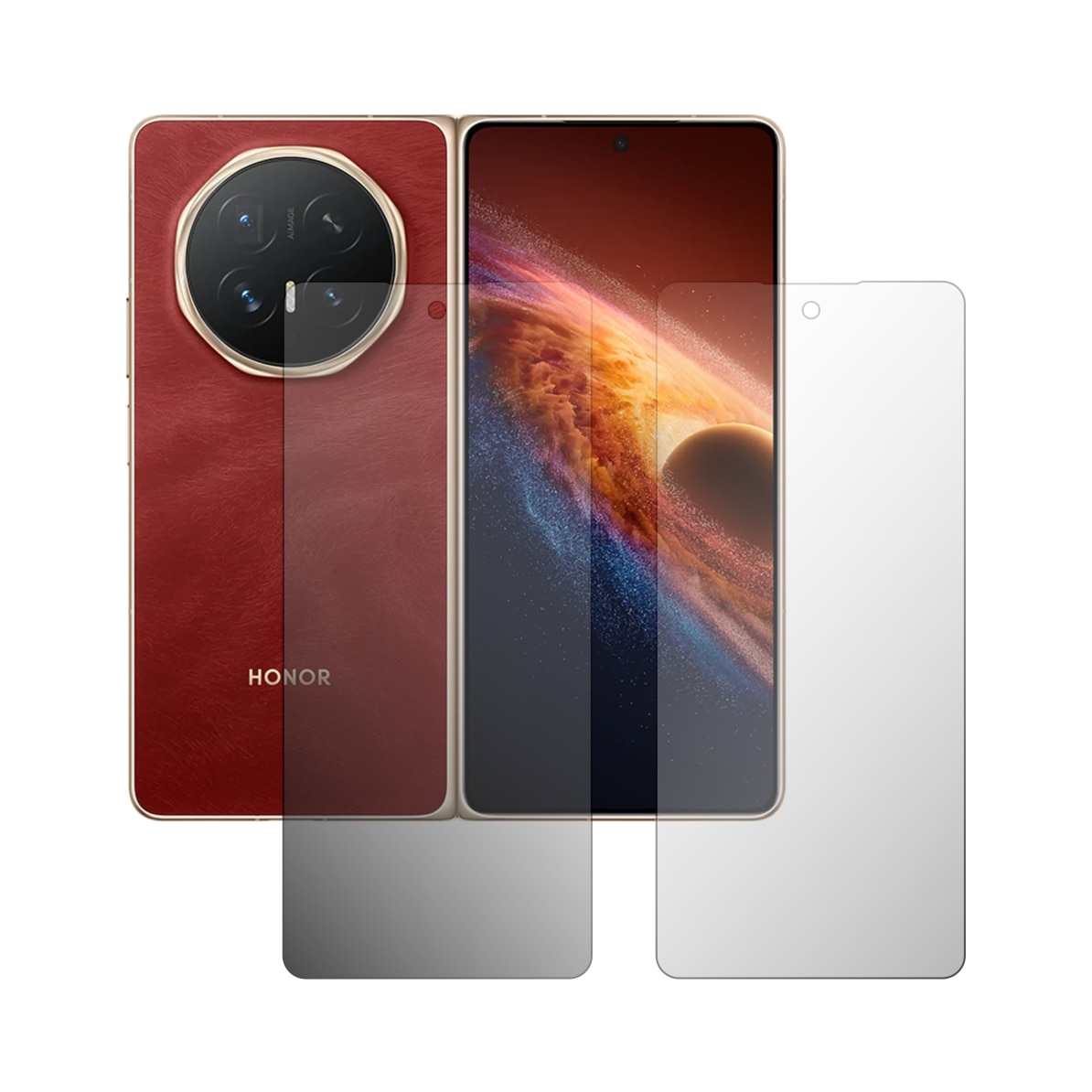 Set 2X Folie Protectie Extern Ecran Folie24, pentru Honor Magic V6, 1X Ultra-Clear + 1X Mata, Acoperire Totala Full-Display, Adezive, Flexibile cu Auto Regenerare