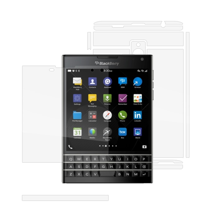BlackBerry Passport - Folie Full Body Invisible Skinz Ultra-Clear HD, Protectie Totala, husa transparenta tip skin, (Folie Protectie Ecran + Folie Carcasa si Laterale)