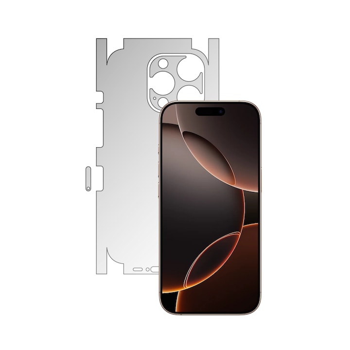 Folie Protectie Spate iSkinz AutoRegeneranta pentru Apple iPhone 16 Pro Max - Invisible Skinz UHD, 360 Cut, Siliconica Ultra-Clear pentru Carcasa Spate si Laterale, Skin Adeziv Transparent