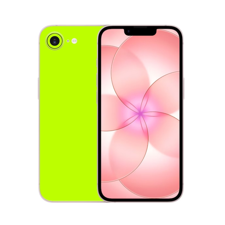 Folie iSkinz pentru Apple iPhone 17e - Neon Galben, Split Cut, Skin Adeziv Cover, Protectie pentru Carcasa Spate si Laterale