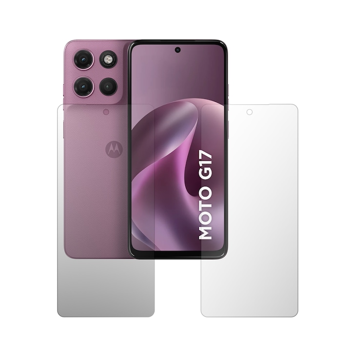 Set 2X Folie Protectie Ecran Folie24, pentru Motorola Moto G17 Power, 1X Ultra-Clear + 1X Mata, Acoperire Case-Friendly ( Compatibile cu Carcasa ), Adezive, Flexibile cu Auto Regenerare