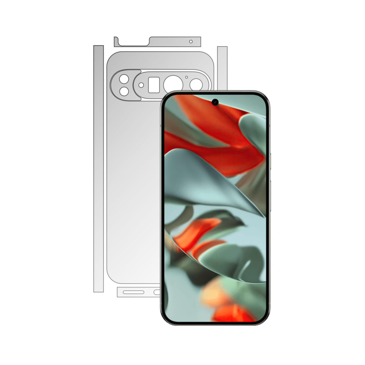 Folie Protectie Spate iSkinz Matte pentru Google Pixel 9 Pro XL - Invisible Skinz Matte, Split Cut, Siliconica Mata Anti-Amprenta, Anti-Reflex pentru Carcasa Spate, Skin Adeziv Transparent