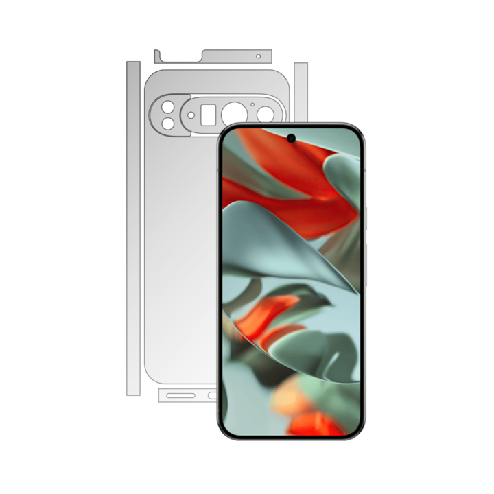 Folie Protectie Spate iSkinz Matte pentru Google Pixel 9 Pro XL - Invisible Skinz Matte, Split Cut, Siliconica Mata Anti-Amprenta, Anti-Reflex pentru Carcasa Spate, Skin Adeziv Transparent