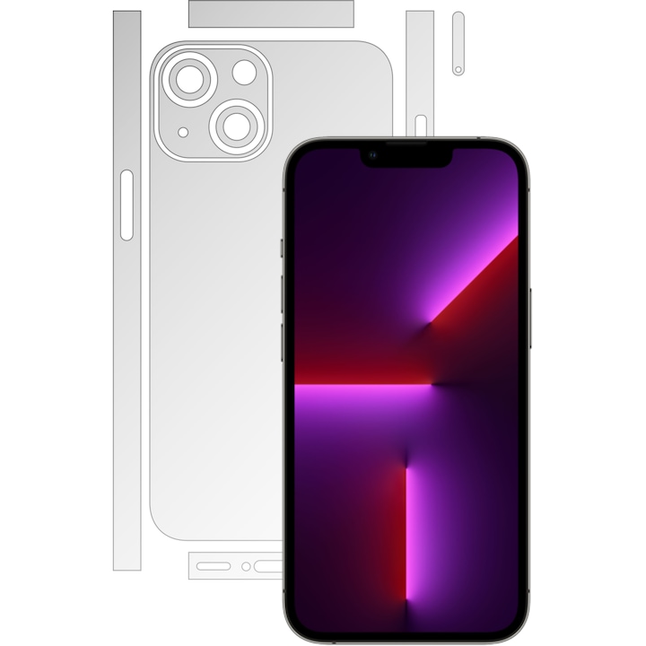 Folie Protectie Spate Invisible Skinz Matte pentru Apple iPhone 13 Mini - Siliconica Mata Anti-Amprenta, Anti-Reflex, cu taiere Split Cut pentru Carcasa Spate si Laterale, Skin Adeziv Transparent