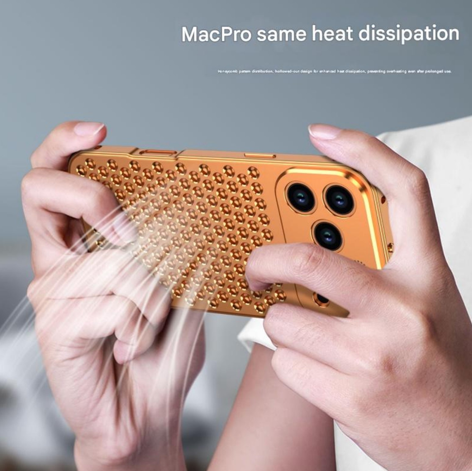 Husa din Aluminiu pentru iPhone 17 Pro, Gauri Disipare Termica 3D, Aroma Integrata, Argintiu