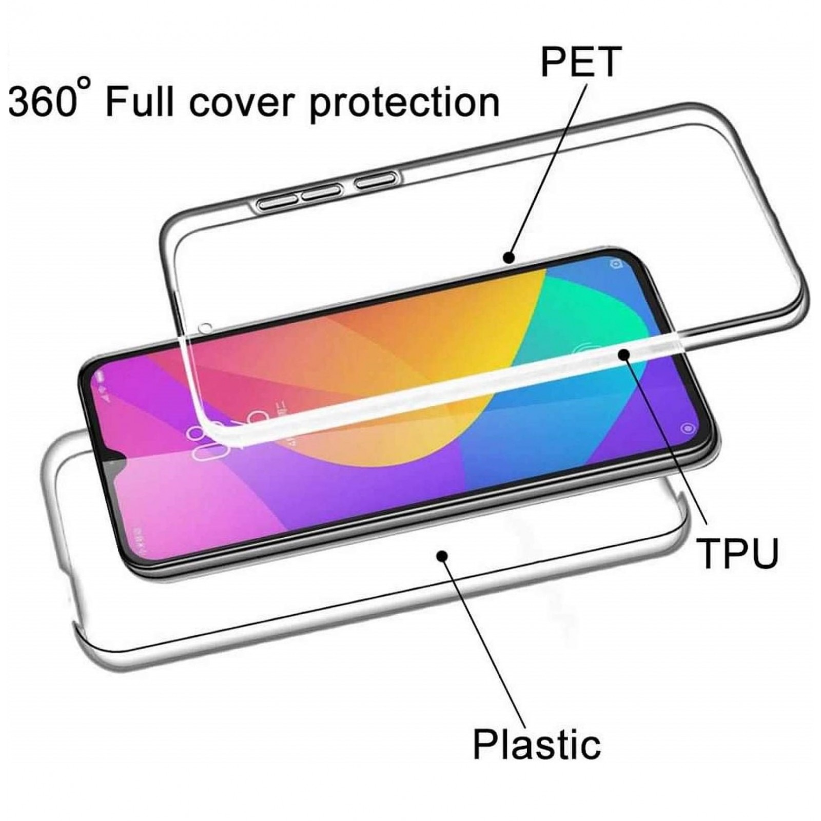 Husa 360 compatibila cu IPhone 15- V2 Transparent fata si spate