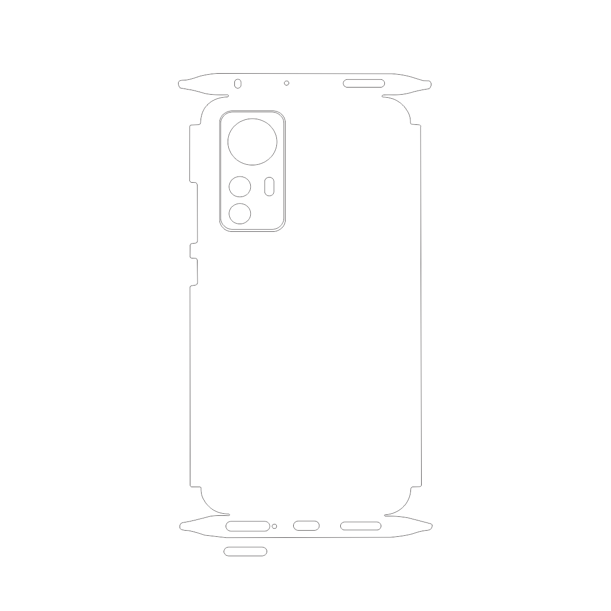 Folie iSkinz pentru Xiaomi 12, 12X - Carbon Negru 360 Cut, Skin Adeziv Full Body Cover, Protectie Carcasa Spate si Laterale