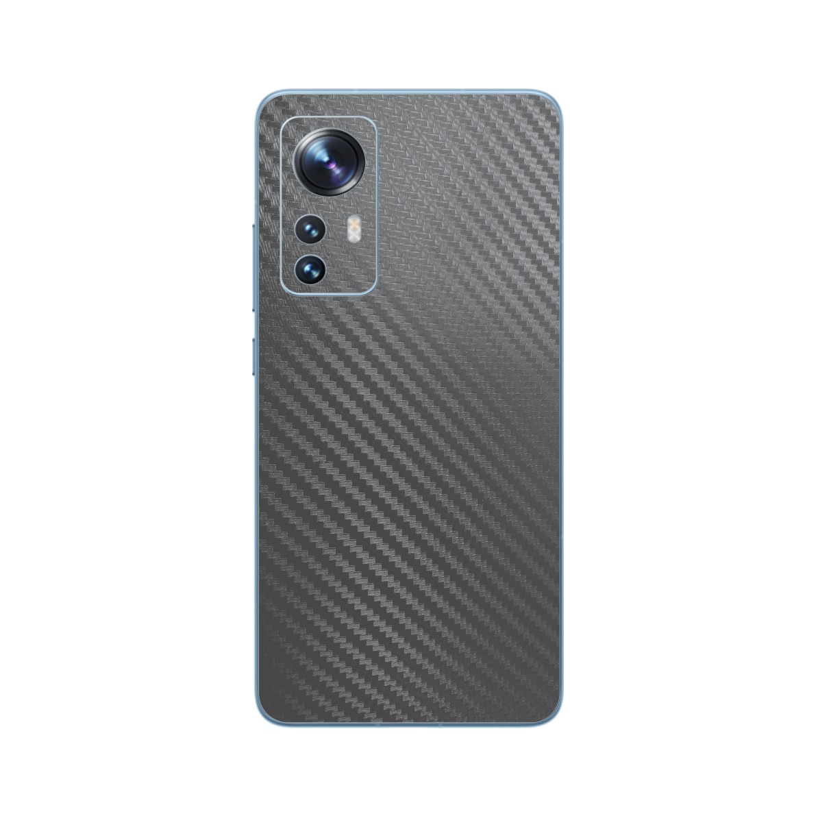 Folie iSkinz pentru Xiaomi 12, 12X - Carbon Negru 360 Cut, Skin Adeziv Full Body Cover, Protectie Carcasa Spate si Laterale