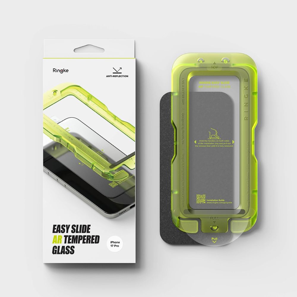 Folie sticla securizata Ringke Easy Slide Anti Reflective compatibila cu iPhone 17 Pro, Negru