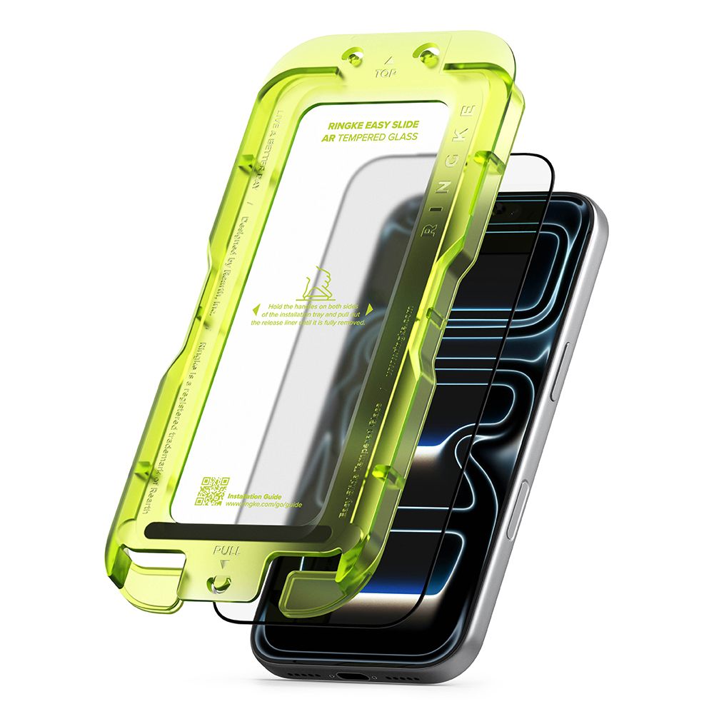 Folie sticla securizata Ringke Easy Slide Anti Reflective compatibila cu iPhone 17 Pro, Negru
