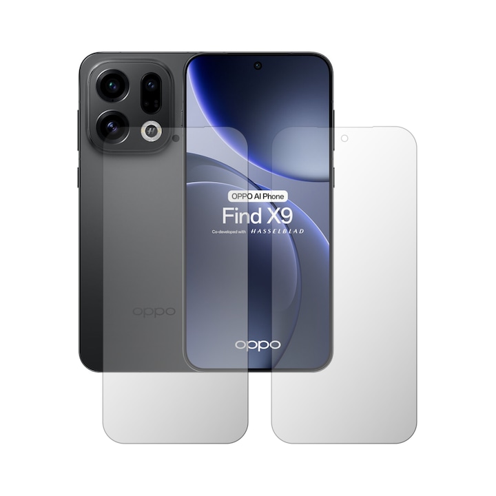 Set 2X Folie Protectie Ecran Folie24, pentru Oppo Find X9, 1X Ultra-Clear + 1X Mata, Acoperire Case-Friendly ( Compatibile cu Carcasa ), Adezive, Flexibile cu Auto Regenerare
