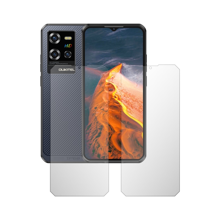 Set 2X Folie Protectie Ecran Folie24, pentru Oukitel WP50, 1X Ultra-Clear + 1X Mata, Acoperire Case-Friendly ( Compatibile cu Carcasa ), Adezive, Flexibile cu Auto Regenerare