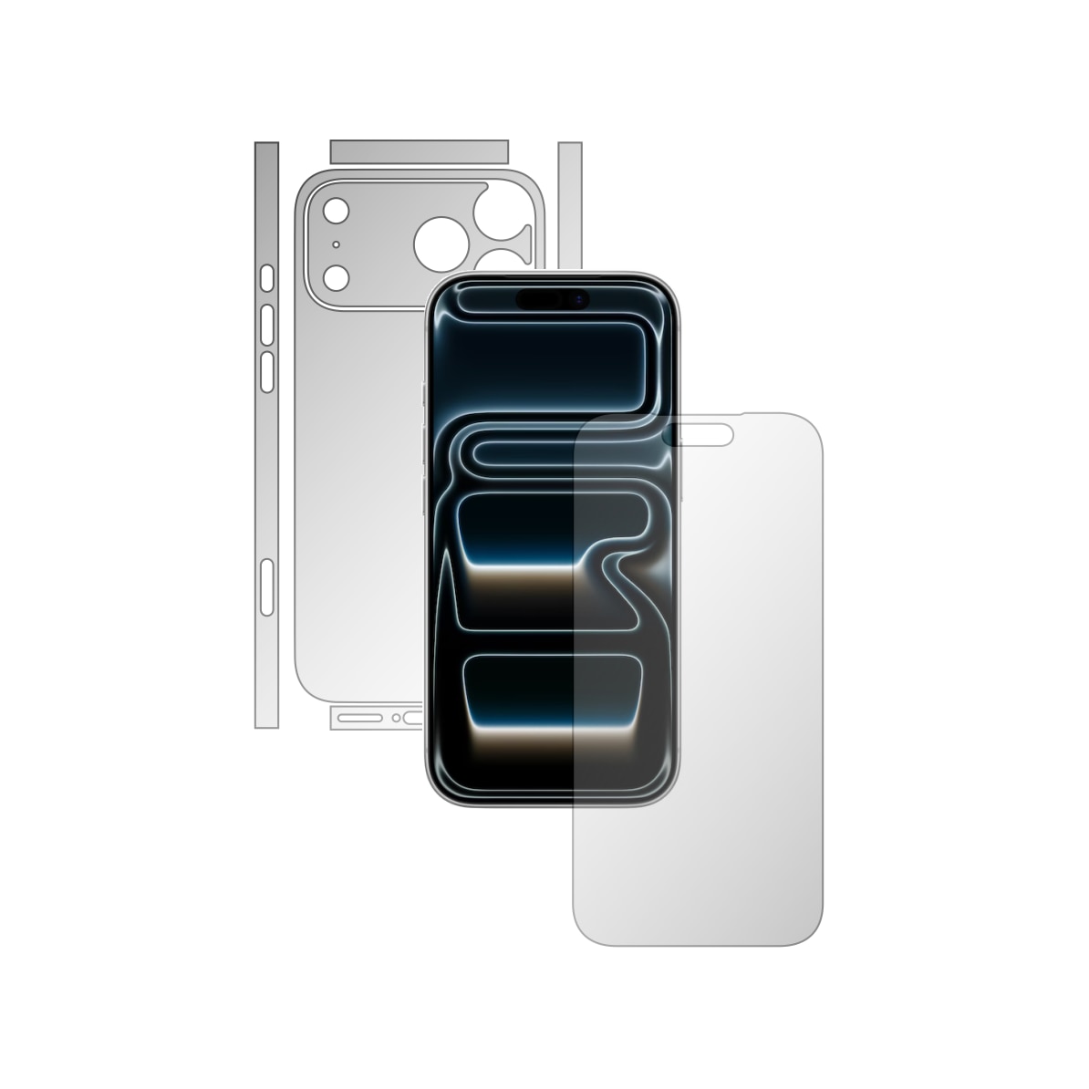 Set 2X Folii de Protectie Full-Body Folie24, pentru Apple iPhone 17 Pro, Acoperire Simple, Ecran + Spate, 1 Set Ultra-Clear + 1 Set Mate, Adezive, Flexibile cu Auto Regenerare