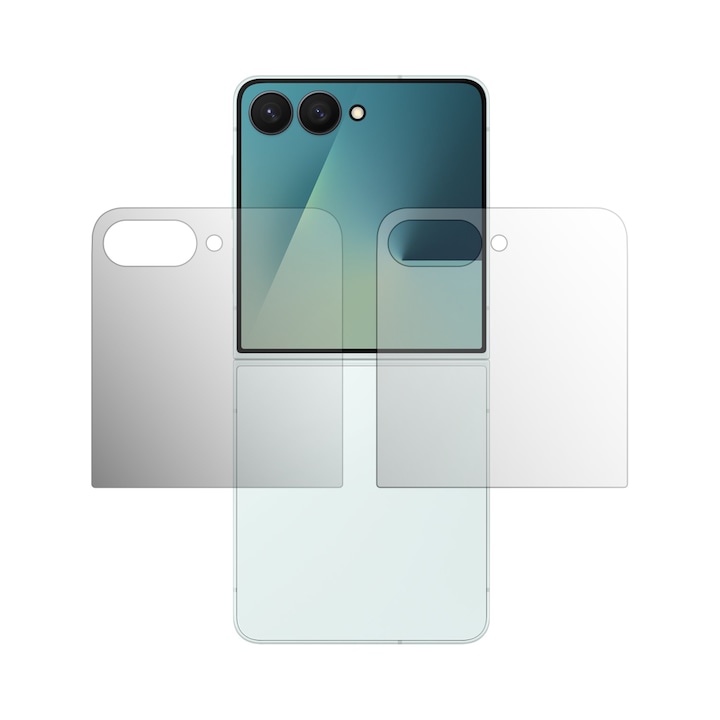 Set 2X Folie Protectie Ecran Externa Folie24, pentru Samsung Galaxy Z Flip7, 1X Ultra-Clear + 1X Mata, Acoperire Case-Friendly ( Compatibile cu Carcasa ), Adezive, Flexibile cu Auto Regenerare