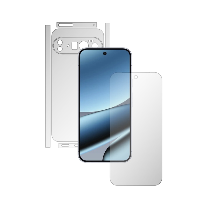 Folie Protectie Full Body iSkinz Mata pentru Google Pixel 10 Pro XL - Split Cut, Siliconica pentru Ecran Spate si Laterale, Skin Adeziv Matte Anti Amprenta Flexibil