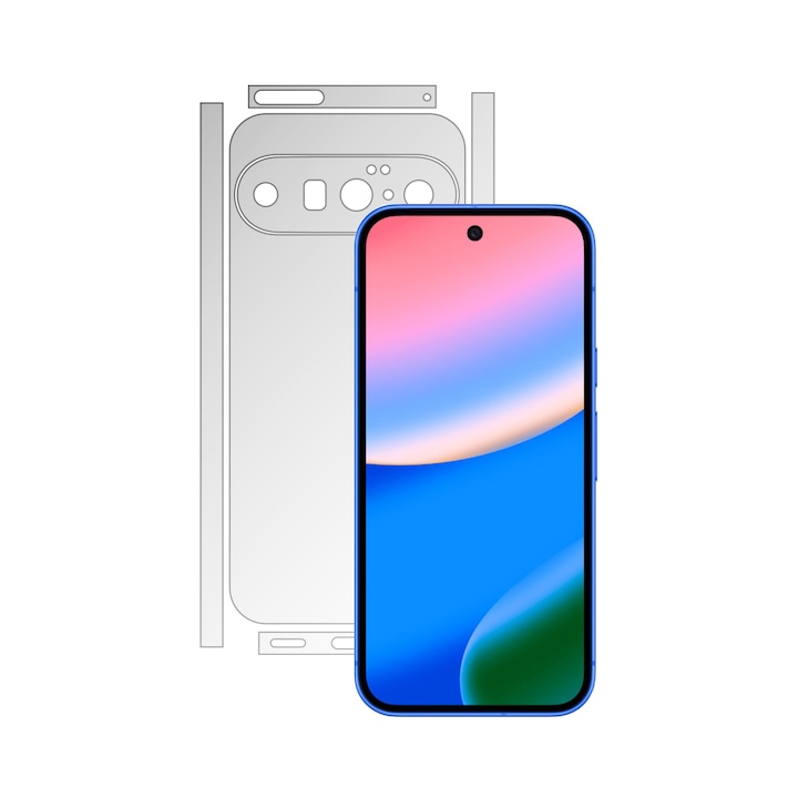 Set 2X Folii de Protectie Spate Folie24, pentru Google Pixel 10, Acoperire Simple Spate, 1 Set Ultra-Clear + 1 Set Mate, Adezive, Flexibile cu Auto Regenerare