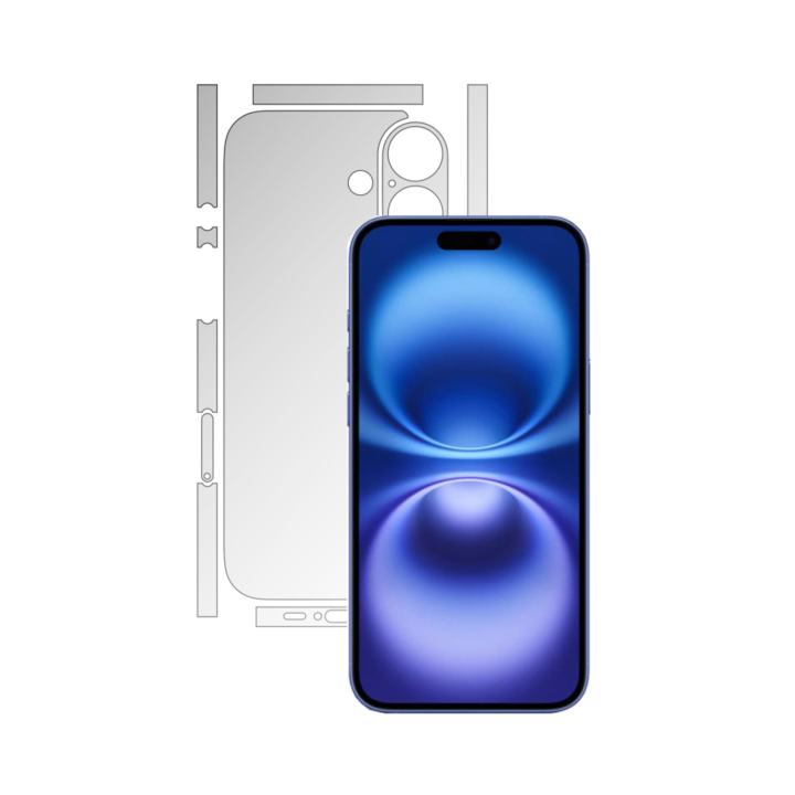 Folie Protectie Spate iSkinz Matte pentru Apple iPhone 16 Plus - Invisible Skinz Matte, Split Cut, Siliconica Mata Anti-Amprenta, Anti-Reflex pentru Carcasa Spate, Skin Adeziv Transparent