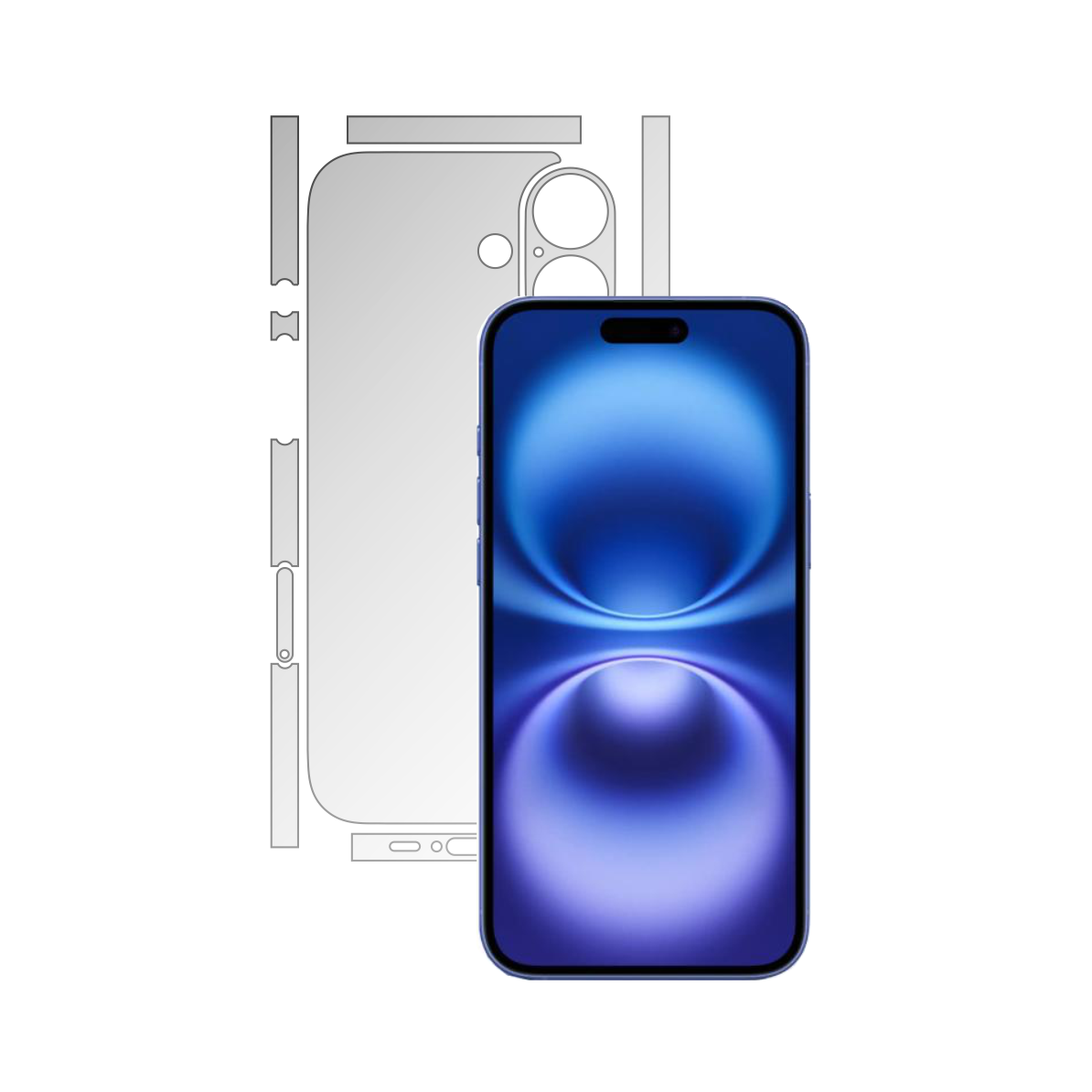 Folie Protectie Spate iSkinz Matte pentru Apple iPhone 16 Plus - Invisible Skinz Matte, Split Cut, Siliconica Mata Anti-Amprenta, Anti-Reflex pentru Carcasa Spate, Skin Adeziv Transparent
