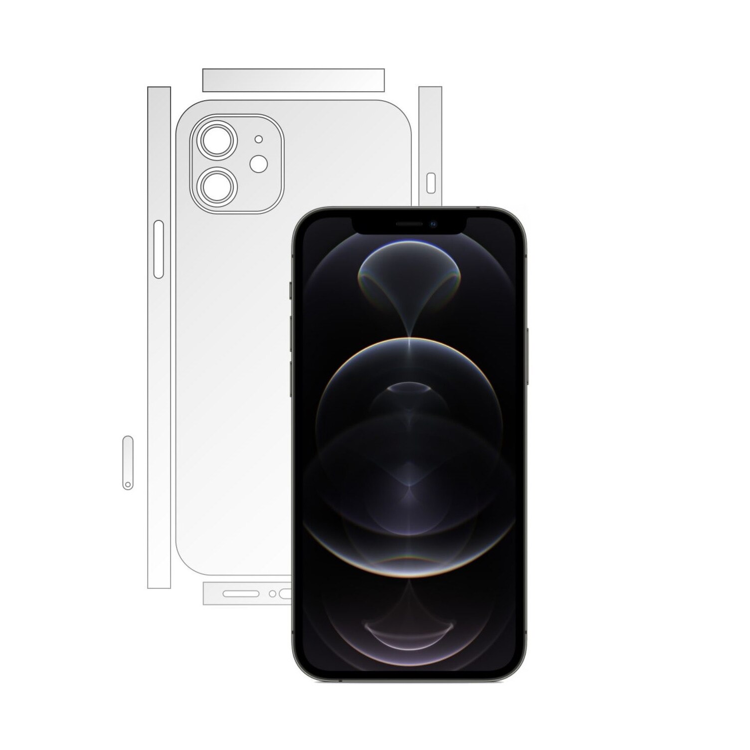 Folie Protectie Spate Invisible Skinz HD pentru Apple iPhone 12 - Siliconica Ultra-Clear cu taiere Split Cut pentru Carcasa Spate si Laterale, Skin Adeziv Transparent