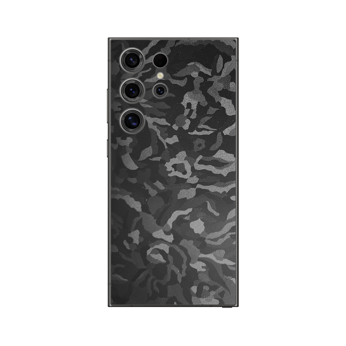 Folie iSkinz pentru Samsung Galaxy S24 Ultra - Camo Negru Black Shadow, 360 Cut, Skin Adeziv Full Body Cover, Protectie Carcasa Spate si Laterale