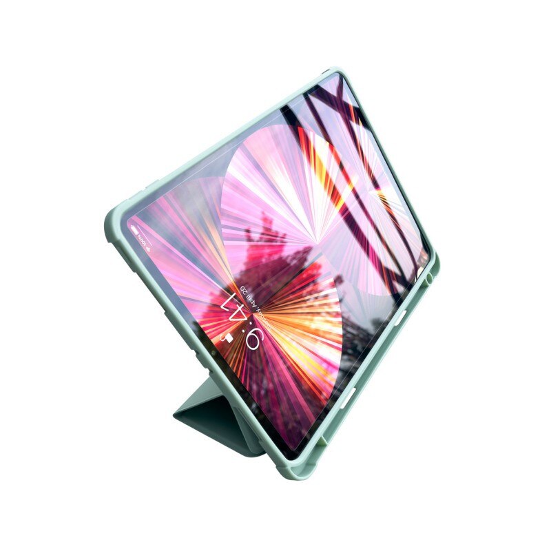 Husa Tableta Upzz Stand Case Smart Cover Pentru Ipad Pro 12.9" 2021, Spate Transparent, Functie Stand, Verde
