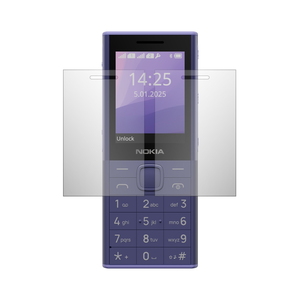 Set 2X Folie Protectie Ecran Folie24, pentru Nokia 150 Music, 1X Ultra-Clear + 1X Mata, Acoperire Case-Friendly ( Compatibile cu Carcasa ), Adezive, Flexibile cu Auto Regenerare