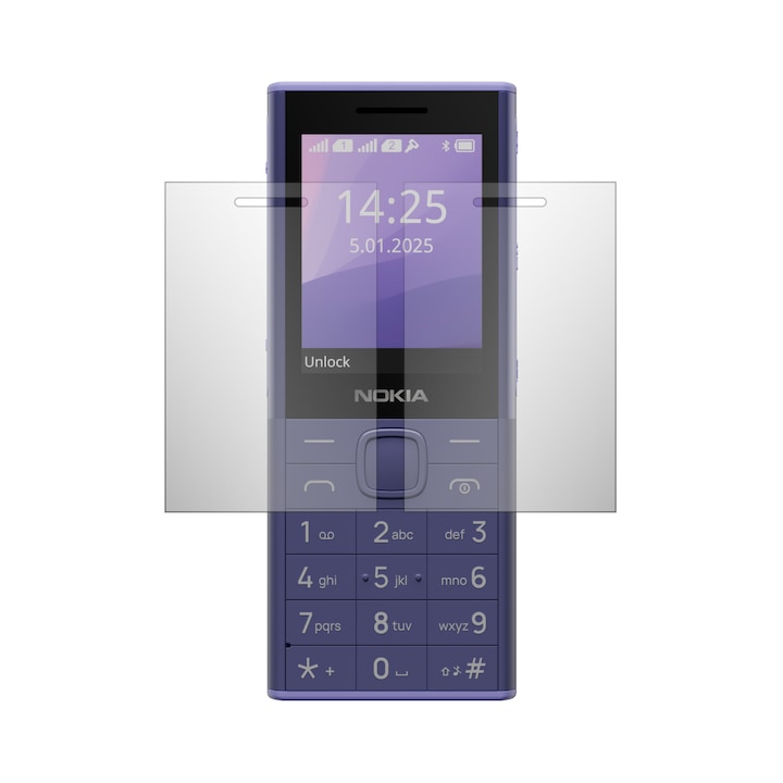 Set 2X Folie Protectie Ecran Folie24, pentru Nokia 150 Music, 1X Ultra-Clear + 1X Mata, Acoperire Case-Friendly ( Compatibile cu Carcasa ), Adezive, Flexibile cu Auto Regenerare