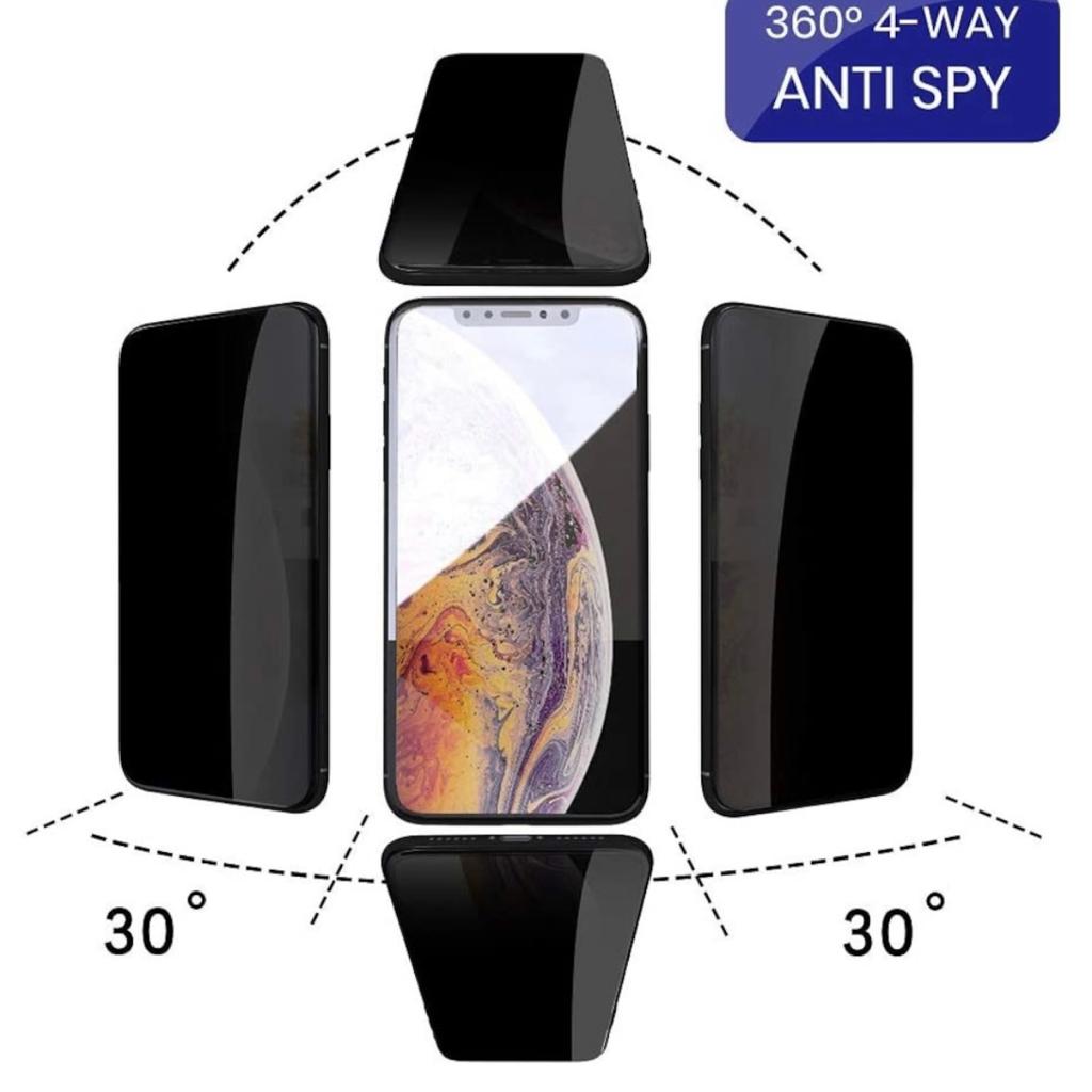 Folie protectie sticla Privacy 360, Compatibila Apple iPhone 11 Pro Max/XS Max, 6D Full Cover- Negru