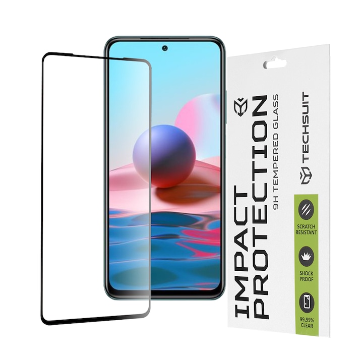 Folie protectie telefon, Smartphosis, Pentru Xiaomi Redmi Note 10 4G / Note 10S / Poco M5s, Negru/Transparent