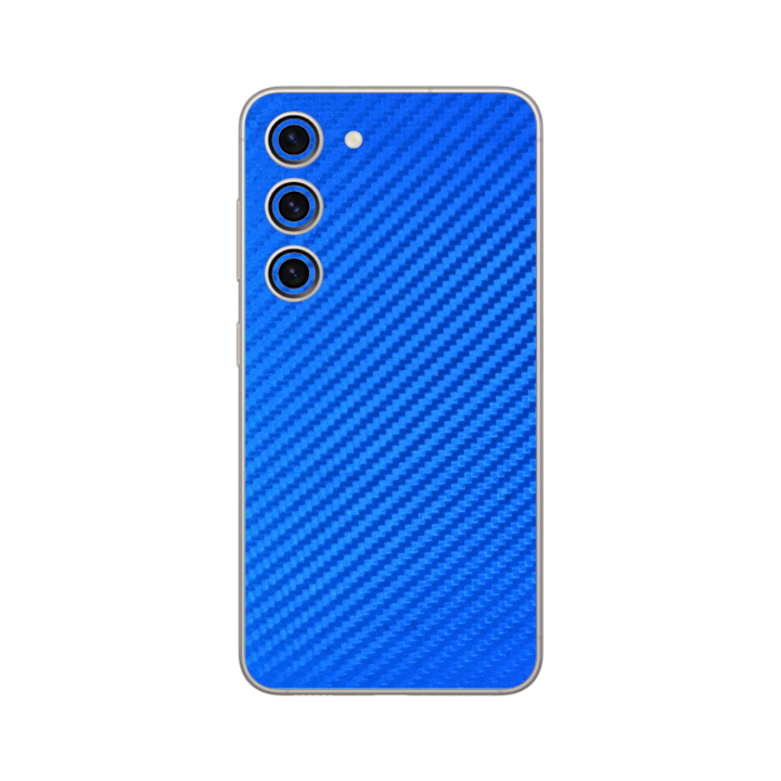 Folie Protectie iSkinz pentru Samsung Galaxy S23+ Plus 5G - Carbon Albastru Simple Cut, Skin Adeziv, Cover pentru Carcasa Spate