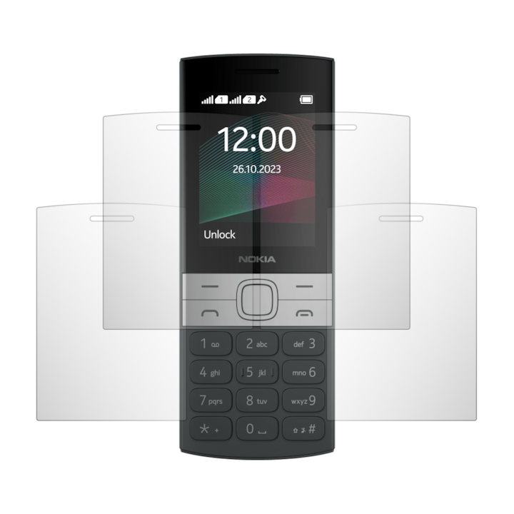 Set 4X Folie Protectie Ecran Folie24, pentru Nokia 150 (2023), 2X Ultra-Clear + 2X Mate, Acoperire Full-Display si Case-Friendly, Adezive, Flexibile cu Auto Regenerare