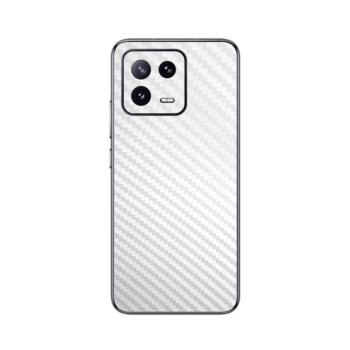 Folie iSkinz pentru Xiaomi 13 - Carbon Alb, 360 Cut, Skin Adeziv Full Cover, Protectie Carcasa Spate si Laterale