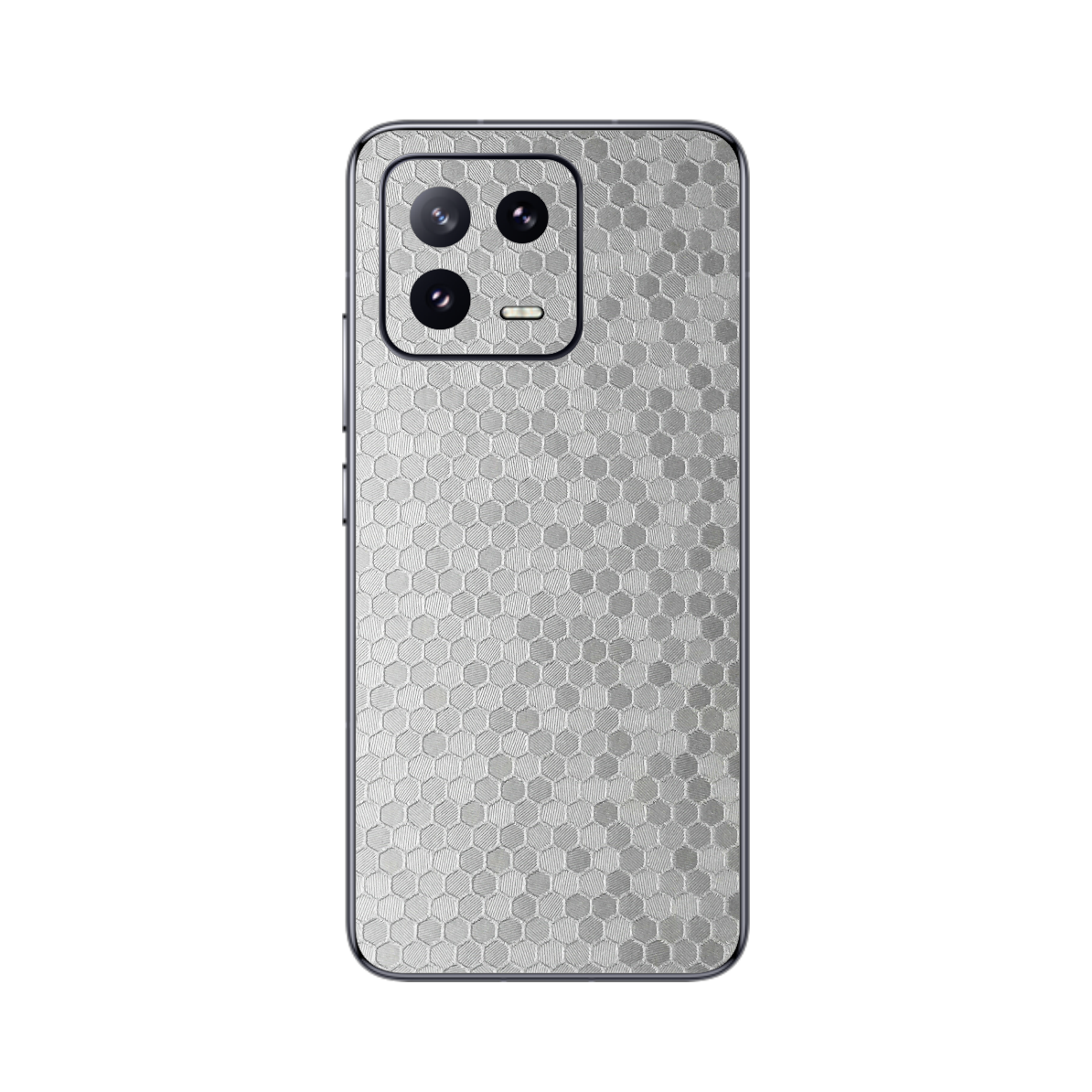 Folie iSkinz pentru Xiaomi 13 - Honeycomb Argintiu Silver, 360 Cut, Skin Adeziv Full Cover, Protectie Carcasa Spate si Laterale