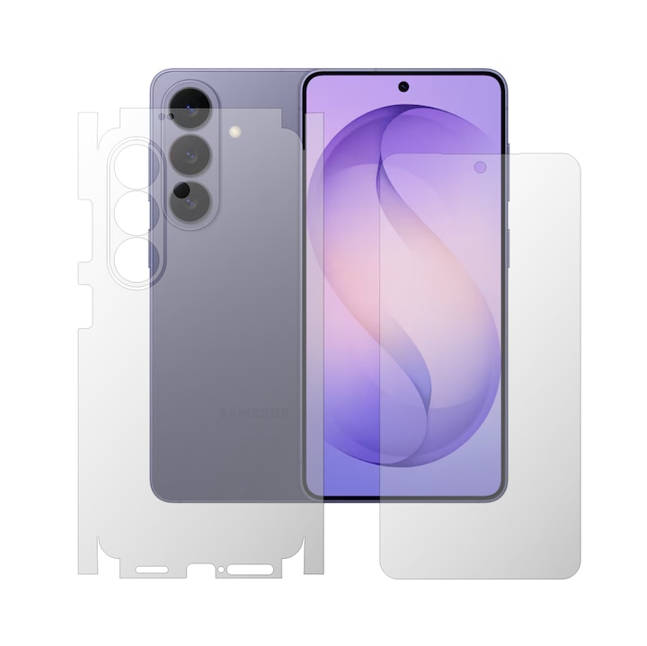 Set 2X Folii de Protectie Full-Body Folie24, pentru Samsung Galaxy S26, Acoperire 360, Ecran + Spate si Laterale, 1 Set Ultra-Clear + 1 Set Mate, Adezive, Flexibile cu Auto Regenerare