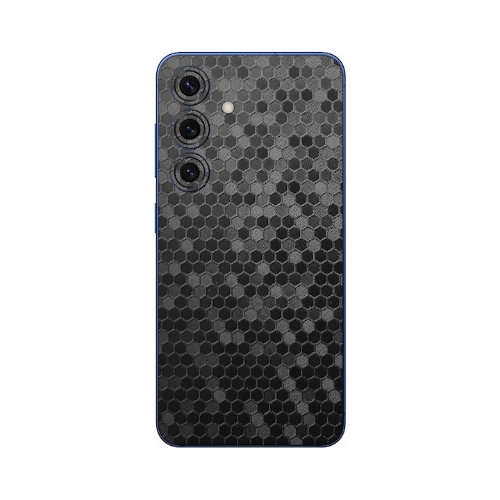 Folie iSkinz pentru Samsung Galaxy S25 - Honeycomb Negru Black, 360 Cut, Skin Adeziv Full Cover, Protectie Carcasa Spate si Laterale