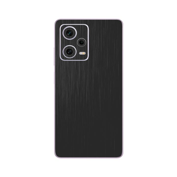 Folie Protectie iSkinz pentru Xiaomi Redmi Note 12 - Brushed Negru Simple Cut, Skin Adeziv, Cover pentru Carcasa Spate