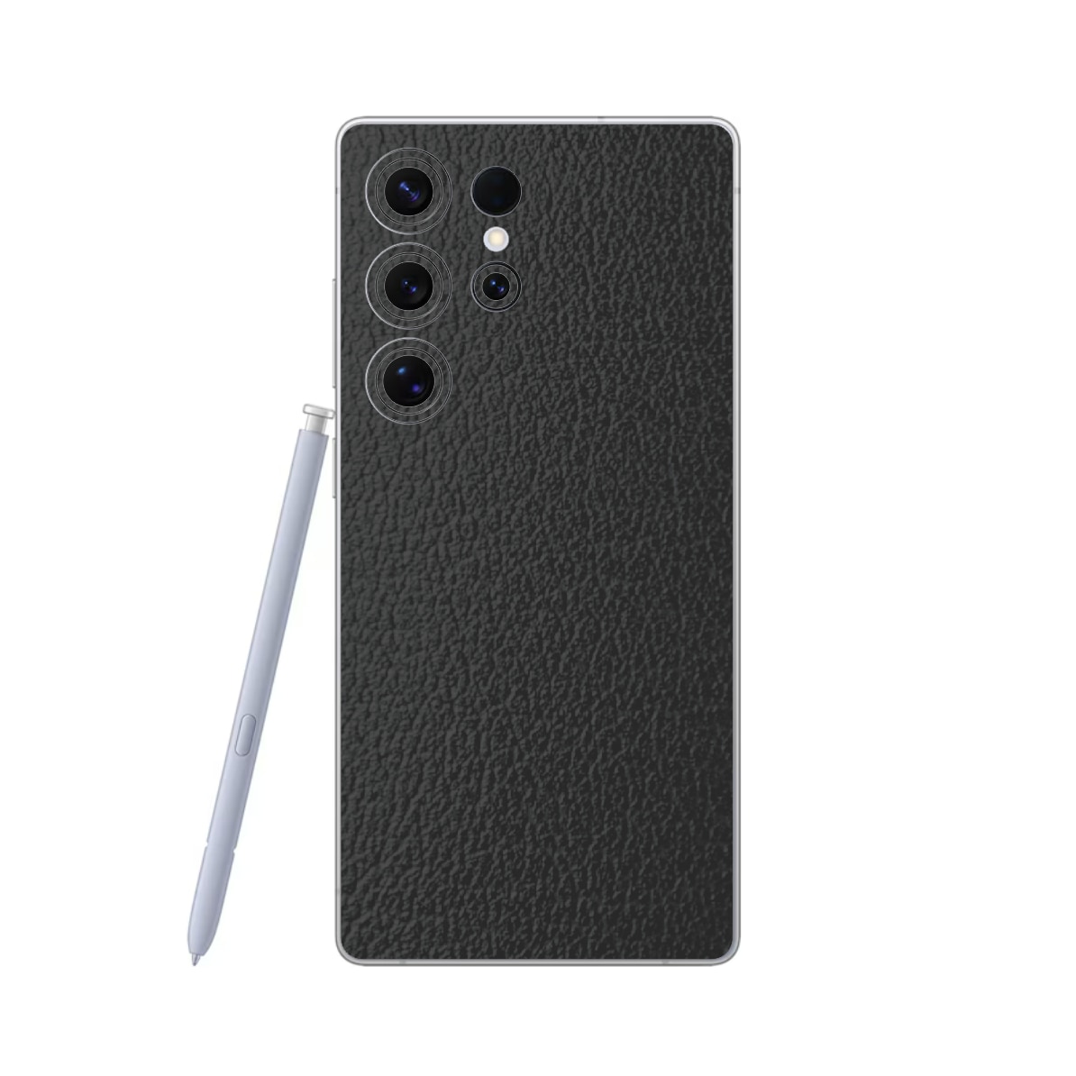 Folie iSkinz pentru Samsung Galaxy S25 Ultra - Piele Neagra, Split Cut, Skin Adeziv Full Cover, Protectie Carcasa Spate si Laterale