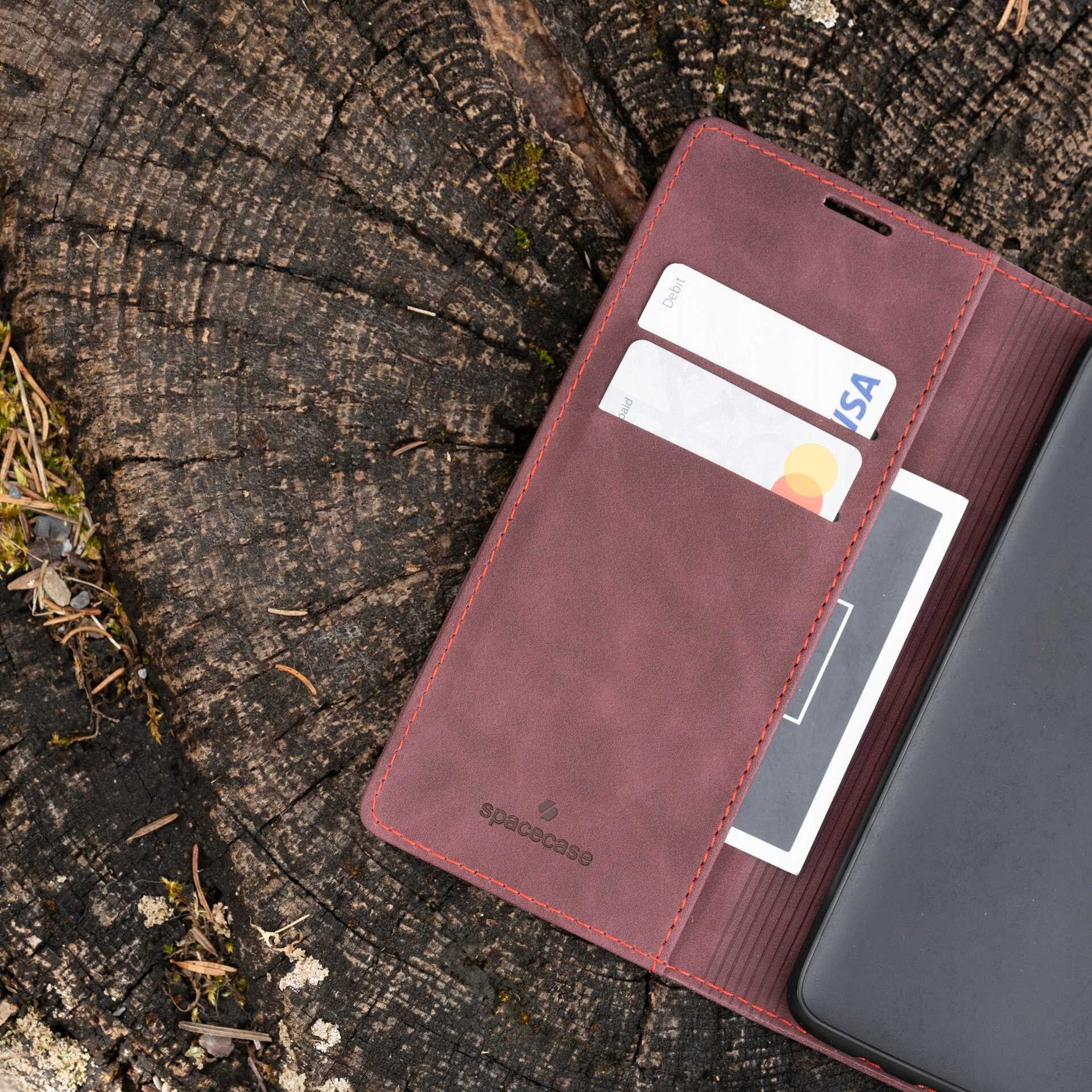 Husa cu clapeta SPACECASE Wallet pentru Xiaomi 17T Pro, Rosu