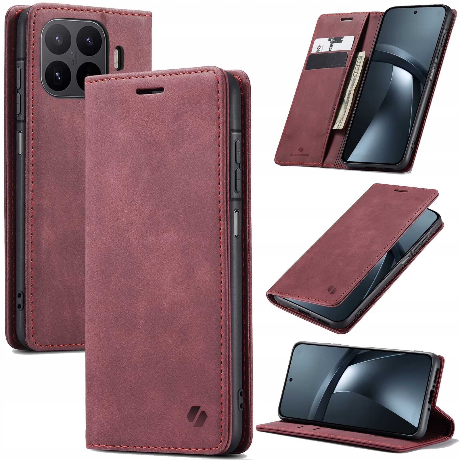 Husa cu clapeta SPACECASE Wallet pentru Xiaomi 17T Pro, Rosu
