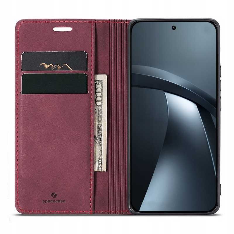 Husa cu clapeta SPACECASE Wallet pentru Xiaomi 17T Pro, Rosu