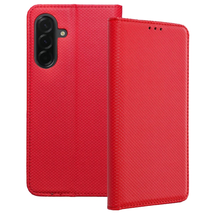 Husa telefon, compatibilăSamsung Galaxy A37 5G, tip carte, închidere magnetică, suport card bancar, roșu