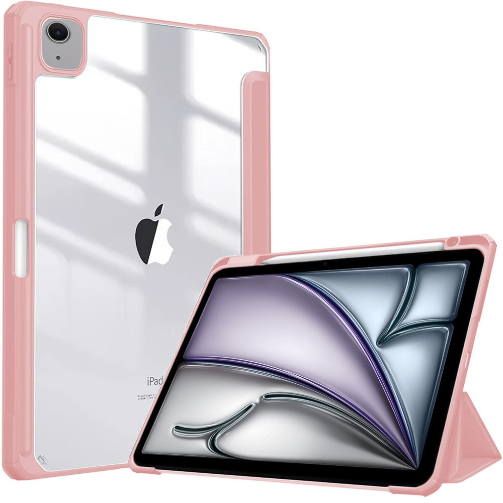 Etui Hard Crystal pentru iPad Air 13 Gen. 6 2024, roz, cu functie de suport, protectie 360