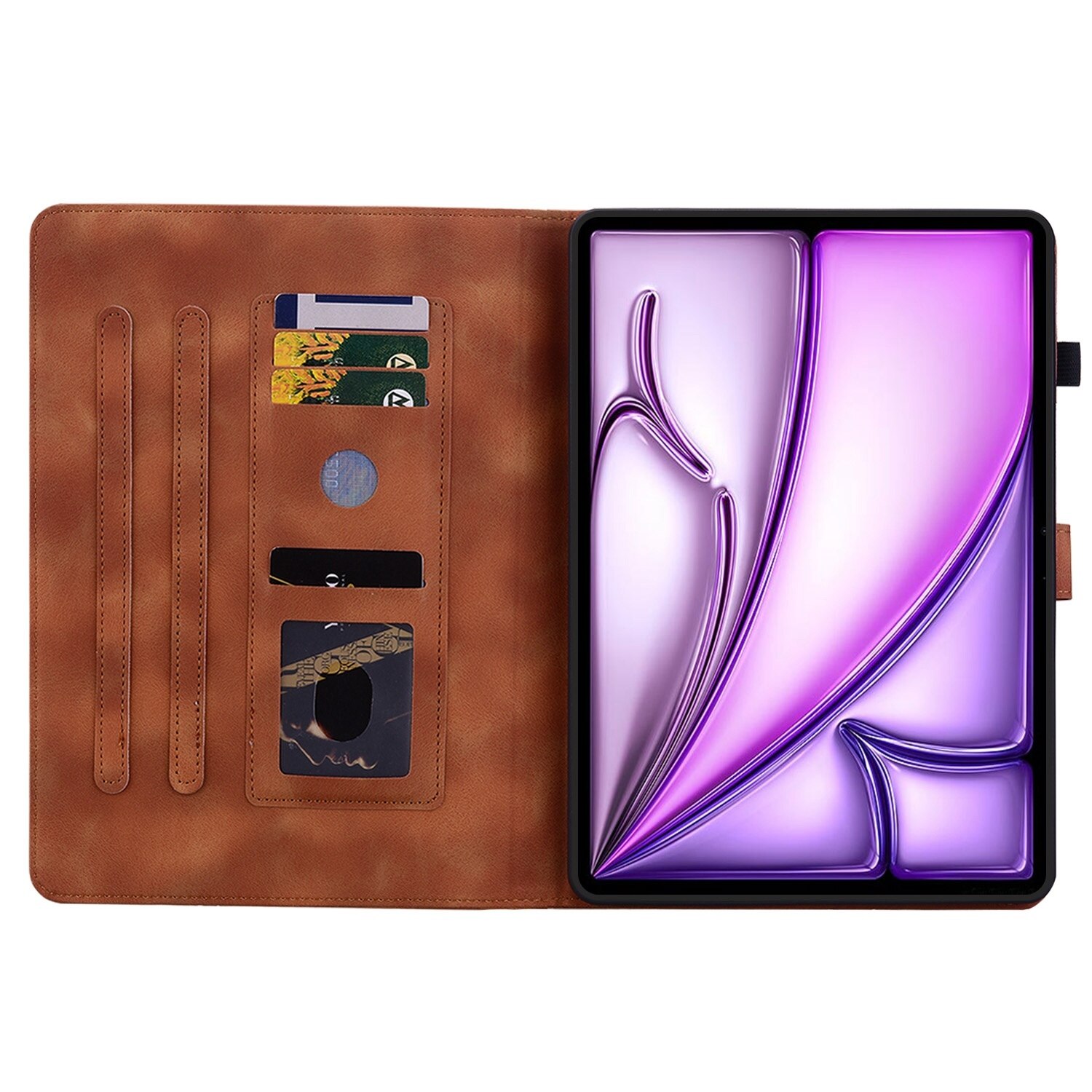 Husa tableta compatibila cu iPad Air 11, Piele cu model de crini, Smart Case, Maro
