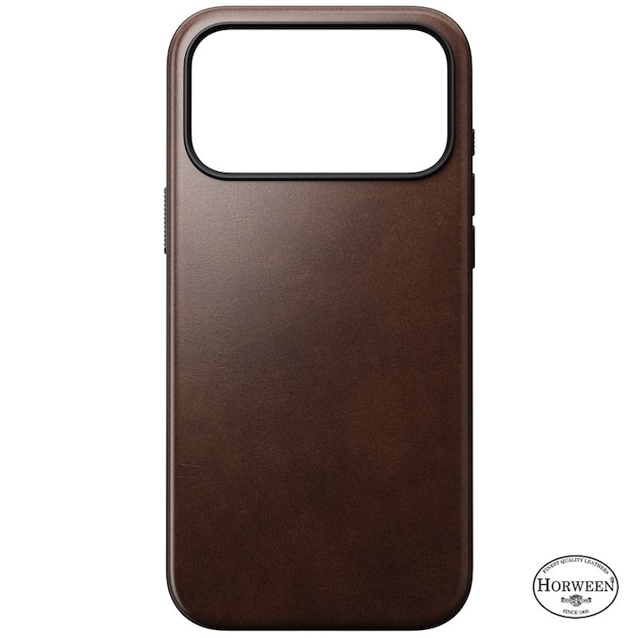 Husa din piele naturala Nomad Modern Leather Horween Rustic Brown compatibila cu iPhone 17 Pro Max, Maro