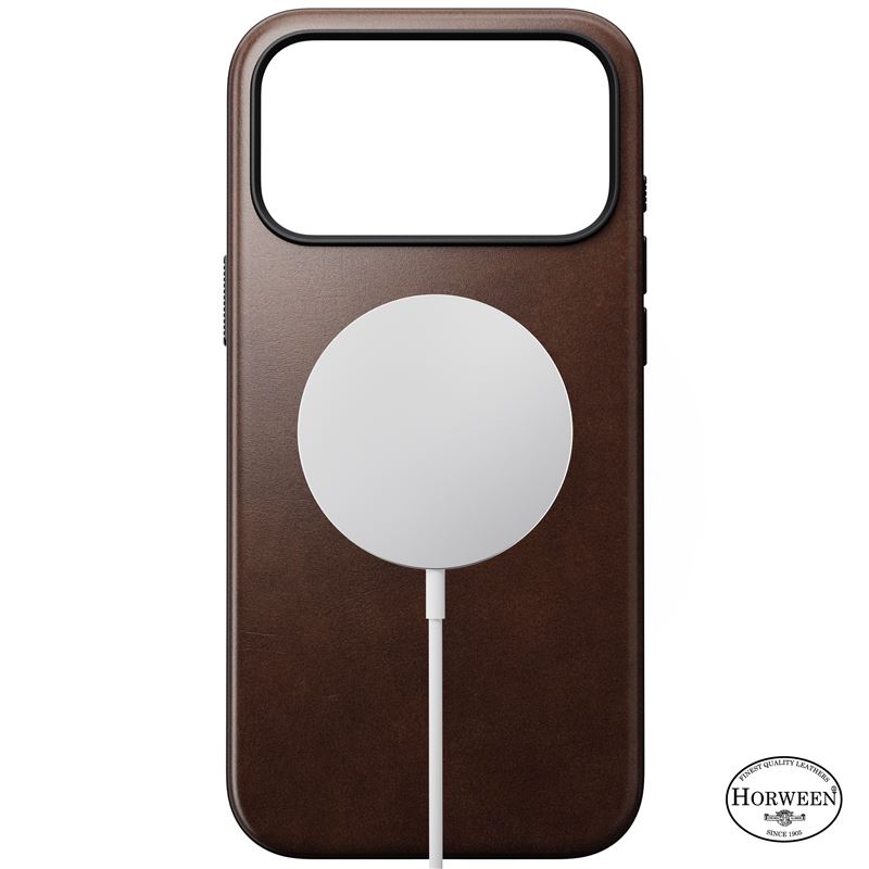 Husa din piele naturala Nomad Modern Leather Horween Rustic Brown compatibila cu iPhone 17 Pro Max, Maro