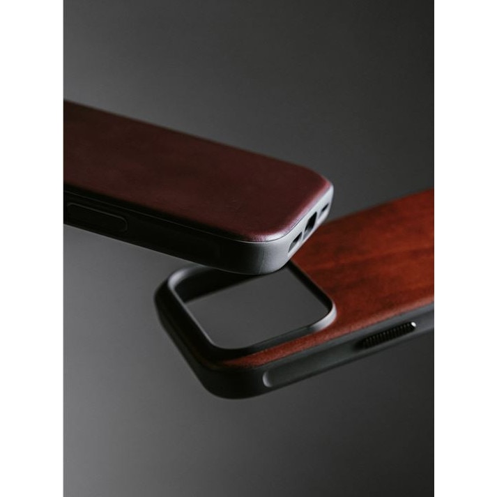 Husa din piele naturala Nomad Modern Leather Horween Rustic Brown compatibila cu iPhone 17 Pro Max, Maro