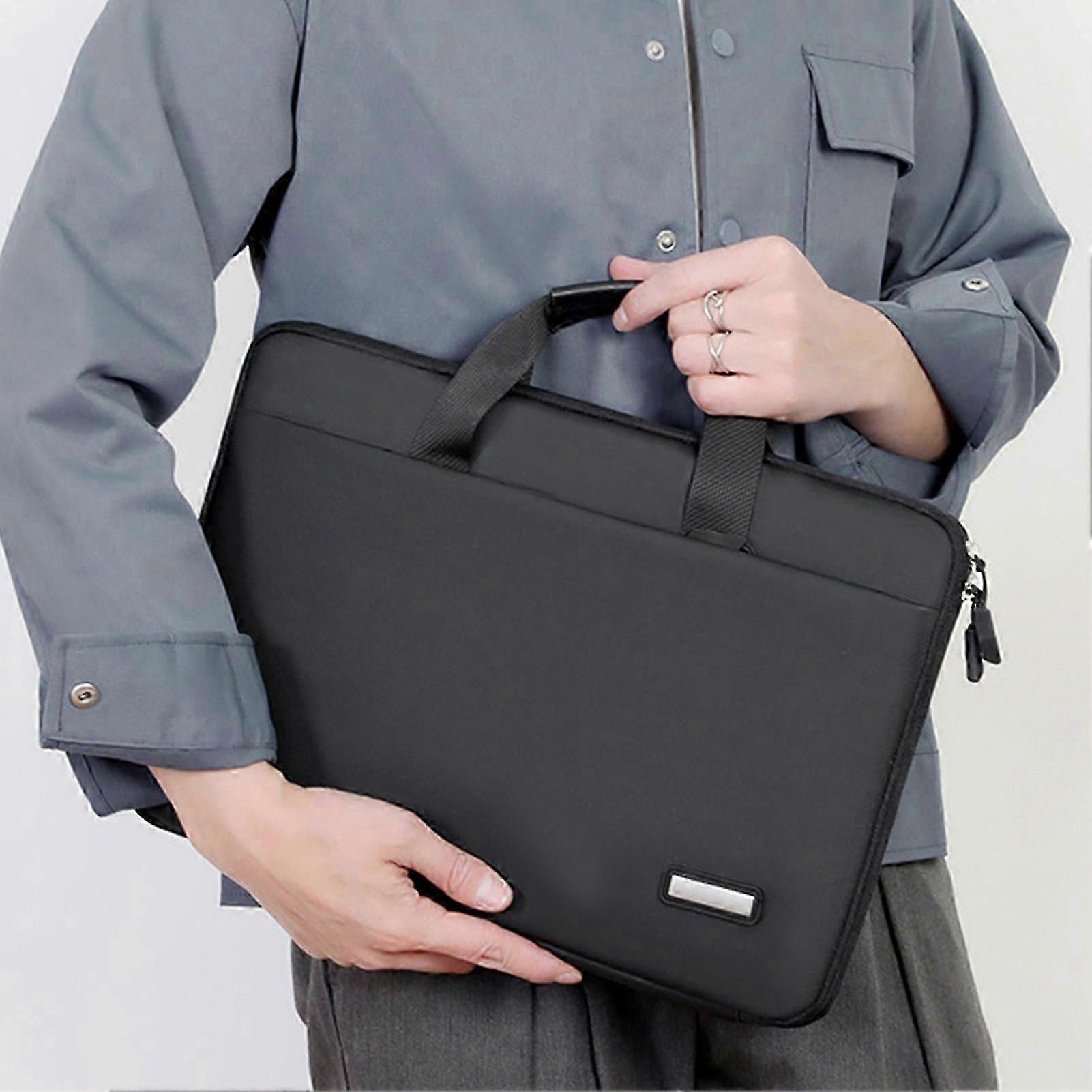 Husa pentru laptop din film rezistent la apa, slim cu deschidere 180° si maner, negru, 13–13,3 inch