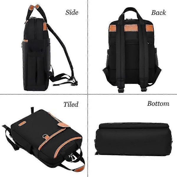 Rucsac laptop/ghiozdan din Oxford, rezistent la apa, multifunctional, compartiment pentru laptop 15.6 inch, pentru femei, bej/maro